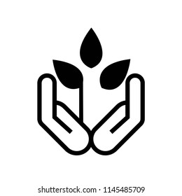Plant growing on hands palms icon vector icon. Simple element illustration. Plant growing on hands palms symbol design. Can be used for web and mobile.