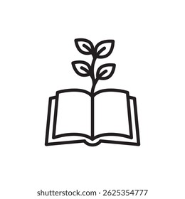 Plant Growing from Open Book - Knowledge and Growth Concept
