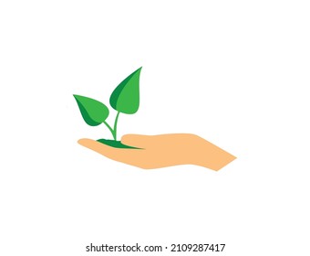 plant growing in the palm of the hand vector illustration 