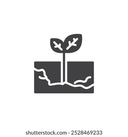 Planta crescendo através de rachaduras ícone vetor. preenchido sinal plano para conceito móvel e web design. Ícone de glifo de resiliência psicológica. Símbolo, ilustração de logotipo. Gráficos vetoriais