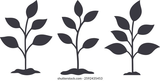 Plant growing vector, Tree growing, Vector of tree growing silhouette illustration