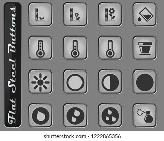 Plant Growing vector web icons on the flat steel buttons
