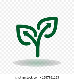 Plant grows arrows icon. Outline plant grows arrows vector icon for web design isolated on white background