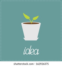 The plant grows in a pot. Idea concept.  Vector illustration.