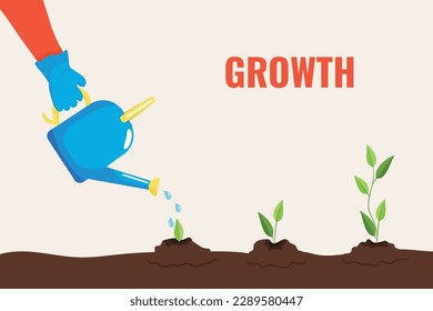 Plant Growth Concept in Colorful Style, Premium Vector Illustration