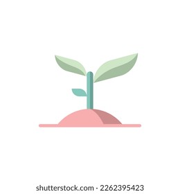 Ilustración de vectores de iconos planos de crecimiento de plantas - Concepto de icono de temporada de primavera.