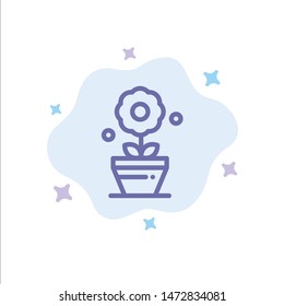 Plant, Growth, Flower Blue Icon on Abstract Cloud Background