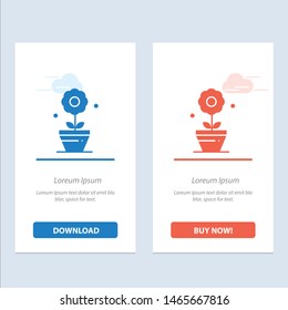 Plant, Growth, Flower  Blue and Red Download and Buy Now web Widget Card Template. Vector Icon Template background