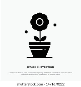 Plant, Growth, Flower Solid Black Glyph Icon