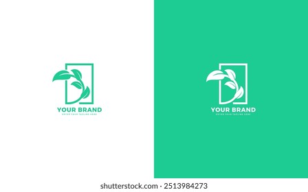 Plant growth logo, green leaf icon. Vector design illustration