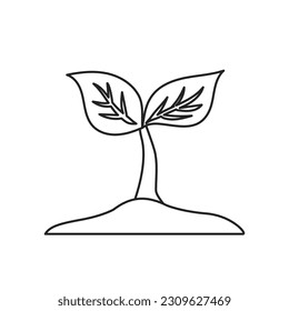 Plant Growth Minimalist Flat Line Stroke Icon Pictogram Symbol, soil Line icon, leaf symbol vector icon.