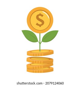 plant growth from money  of pile of coins icon