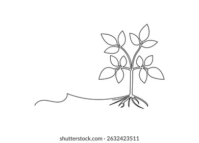 Pflanzenwachstumsprozess minimalistisch kontinuierliche einzeilige Kunst