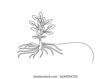 Processo de crescimento vegetal minimalista contínuo uma arte de linha
