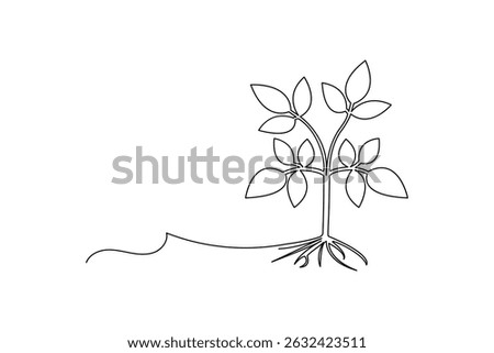 Plant growth process minimalist continuous one line art