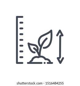 Plant Growth Rate Line Icon. Sprouts Height Measurement Vector Outline Sign.