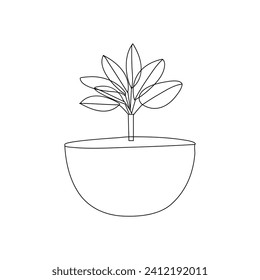 
Plant growth tree continuous one line drawing  outline vector illustration