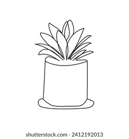 
Plant growth tree continuous one line drawing  outline vector illustration