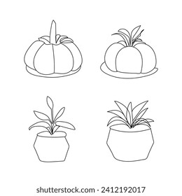 
Plant growth tree continuous one line drawing  outline vector illustration