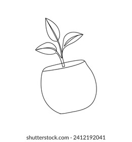 
Plant growth tree continuous one line drawing  outline vector illustration