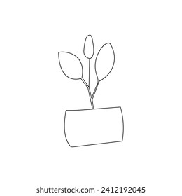 
Plant growth tree continuous one line drawing  outline vector illustration