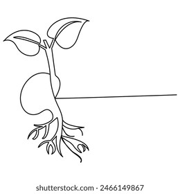 
Plant growth tree continuous one line drawing  outline vector illustration
