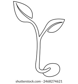 Plant growth tree continuous one line drawing  outline vector illustration
