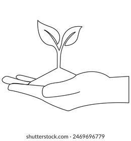 Plant growth tree continuous one line drawing  outline vector illustration
