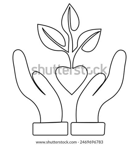 Plant growth tree continuous one line drawing  outline vector illustration
