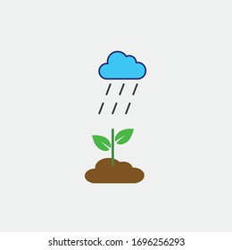 plant growth vector icon raining cloud icon