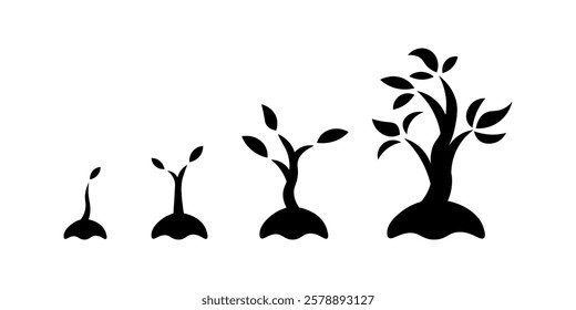 Plant growth vector icon. Icon related to plant. suitable for web site, app, user interfaces, printable etc. solid icon style. simple vector design editable