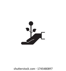 Icono de ilustración de vector de silueta plana de concepto en mano

