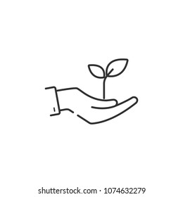 Plant in hand icon. Simple element illustration. Plant in hand symbol design from Ecology collection set. Can be used in web and mobile on white background