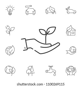 Plant in hand icon. Simple element illustration. Plant in hand symbol design from Ecology collection set. Can be used in web and mobile on white background