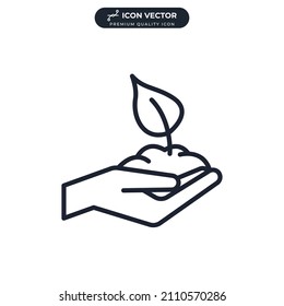 Plant in hand icon symbol template for graphic and web design collection logo vector illustration