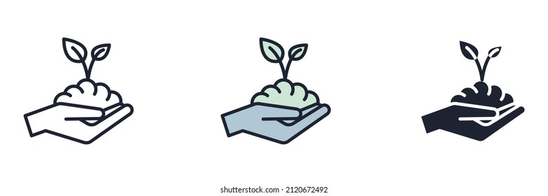 Plant in hand icon symbol template for graphic and web design collection logo vector illustration