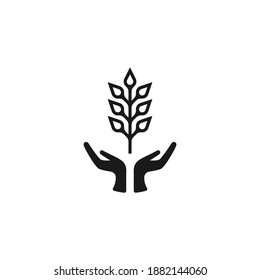 Plant and hand illustration for simple logo design
