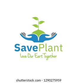 Plant in hand logo design, save our plant design illustration