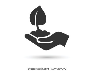 Plant in hand. Vector icon.