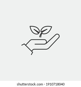 plant in hand vector icon eco leaf nature