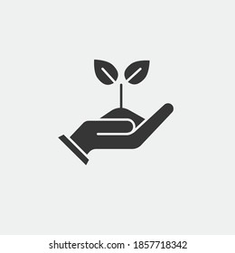 plant in hand vector icon environment