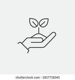 plant in hand vector icon environment