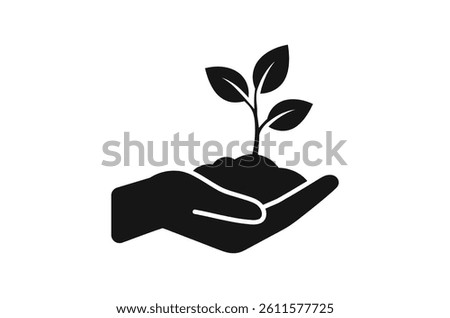 Plant in hand vector icon, filled flat icon, solid pictogram isolated on a transparent background	