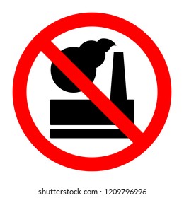 Plant harmful emissions into atmosphere stop forbidden prohibition sign. Vector illustration