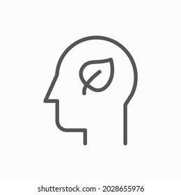 Plant in head icon in line style. Editable stroke. Think green, human head and tree branch simple thin line icon vector illustration