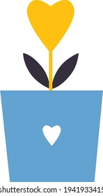 Plant heart flat vector illustration. Heart flower icon. Love symbol.