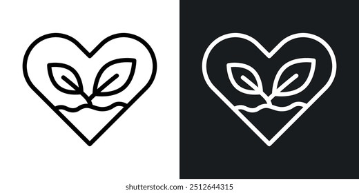 Plant heart outlined icon vector collection.