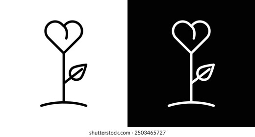 Plant heart thin line vector icon set.