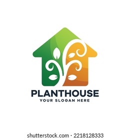 Plant House Colorful Logo, Plant Store, Natural Home, Agriculture and Farm Logo