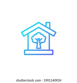 Plant house icon in gradient blue color style